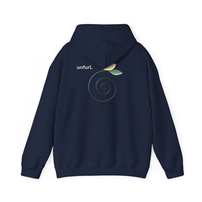 Navy | Unfurl Hoodie, back design view