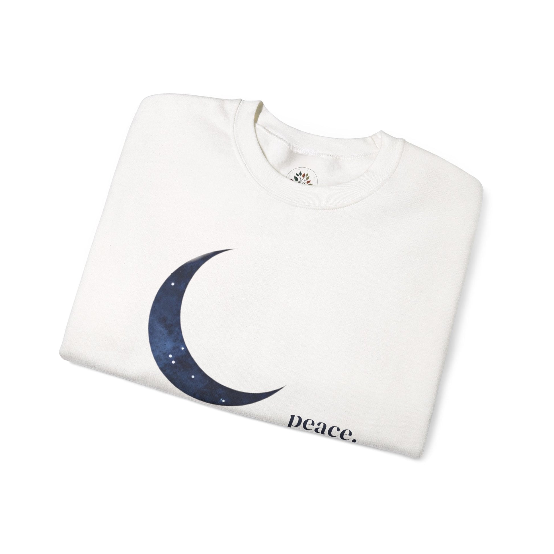 White | Moonlit Peace Sweatshirt, folded view