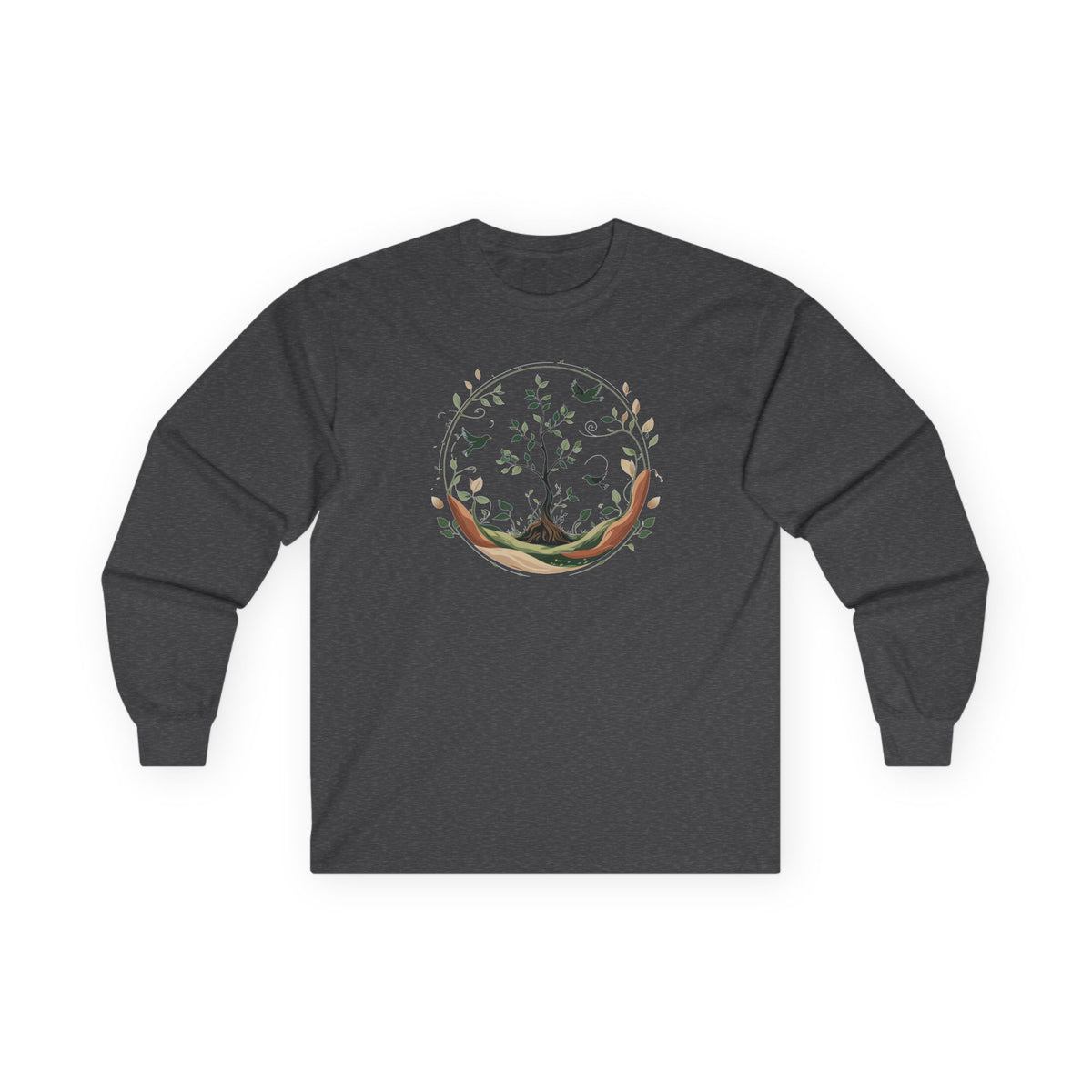 Dark Heather | Circle of Life Long Sleeve Tee, front view