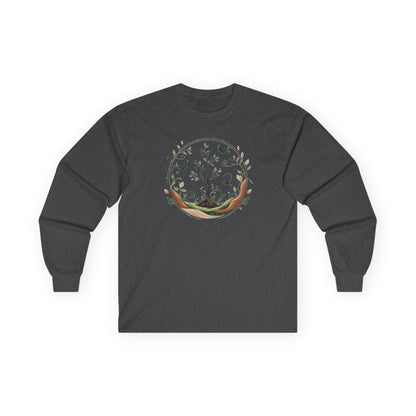 Dark Heather | Circle of Life Long Sleeve Tee, front view