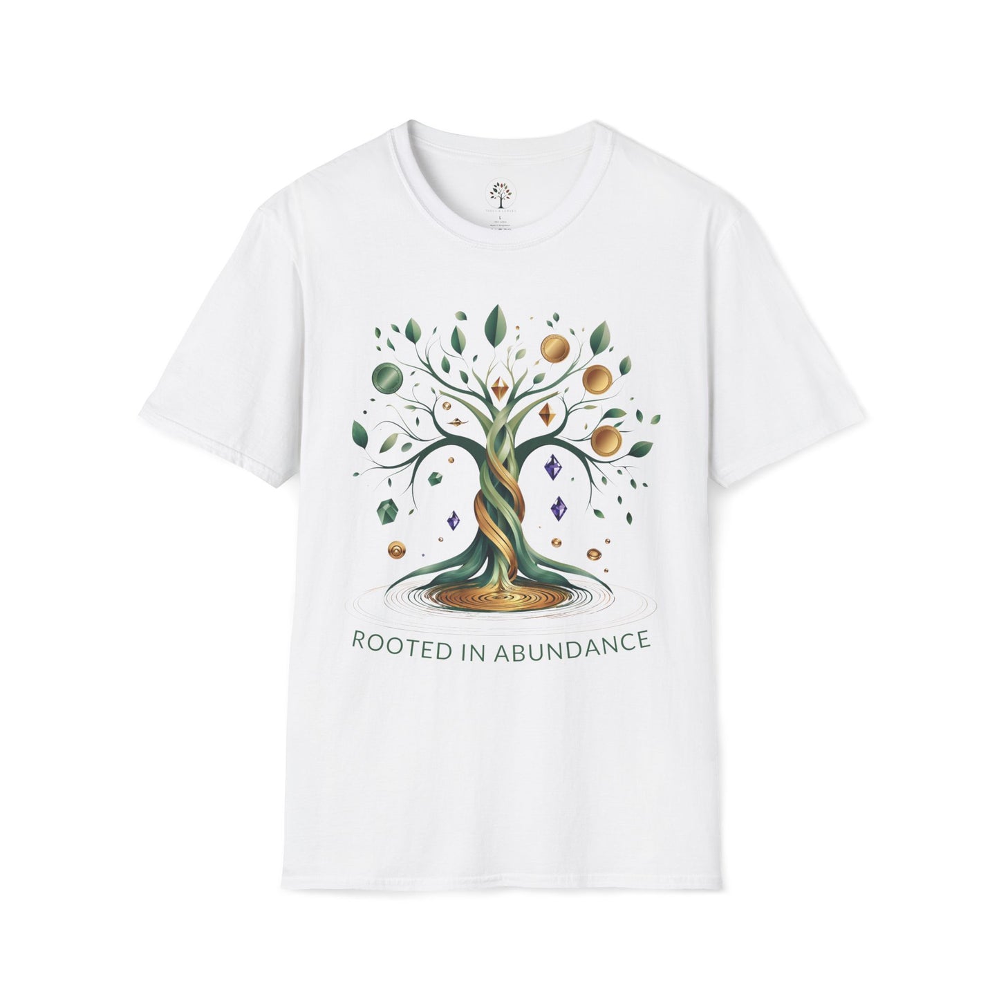 White | Rooted in Abundance, front view