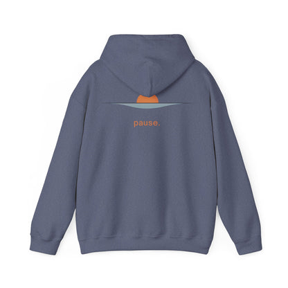 Heather Navy | Pause Hoodie, back design view