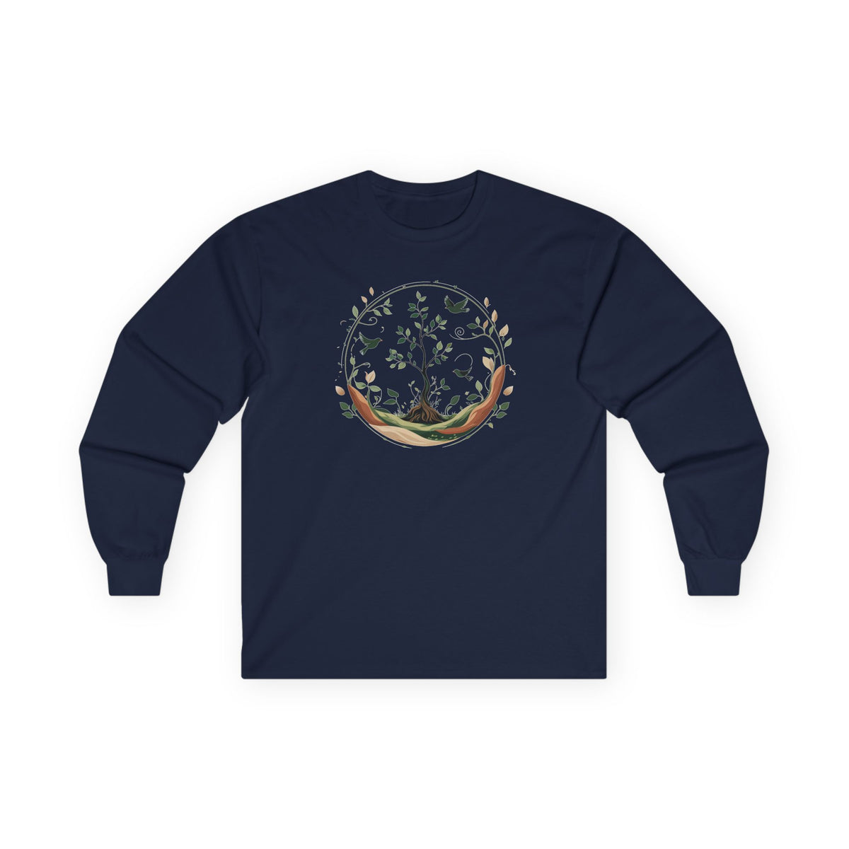 Navy | Circle of Life Long Sleeve Tee, front view