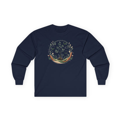 Navy | Circle of Life Long Sleeve Tee, front view
