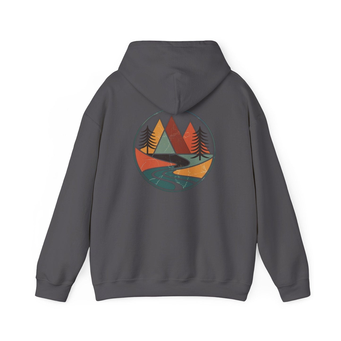 Charcoal | Retro Horizon Hoodie, back design view
