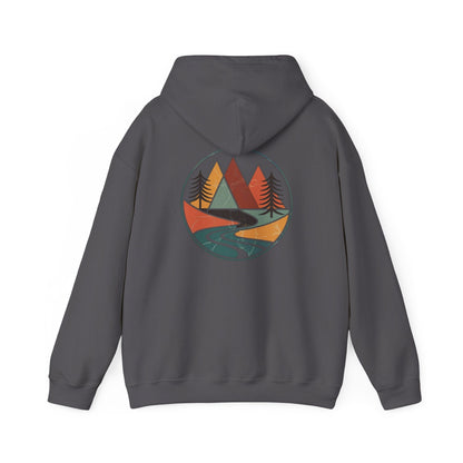 Charcoal | Retro Horizon Hoodie, back design view