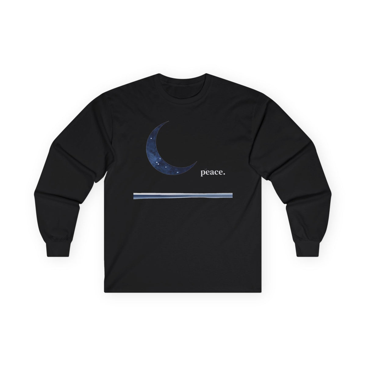 Black | Moonlit Peace Long Sleeve Tee, front view