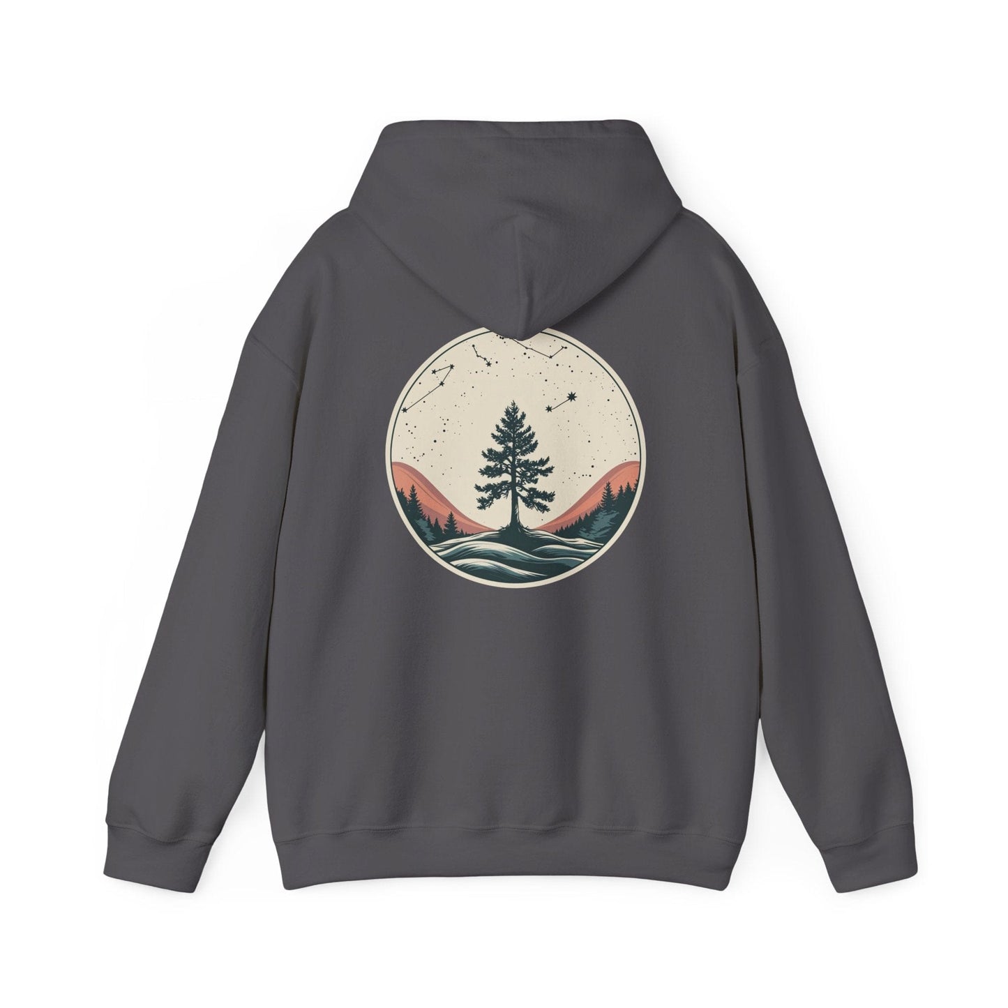 Charcoal | Rooted in Stars Hoodie, back design view