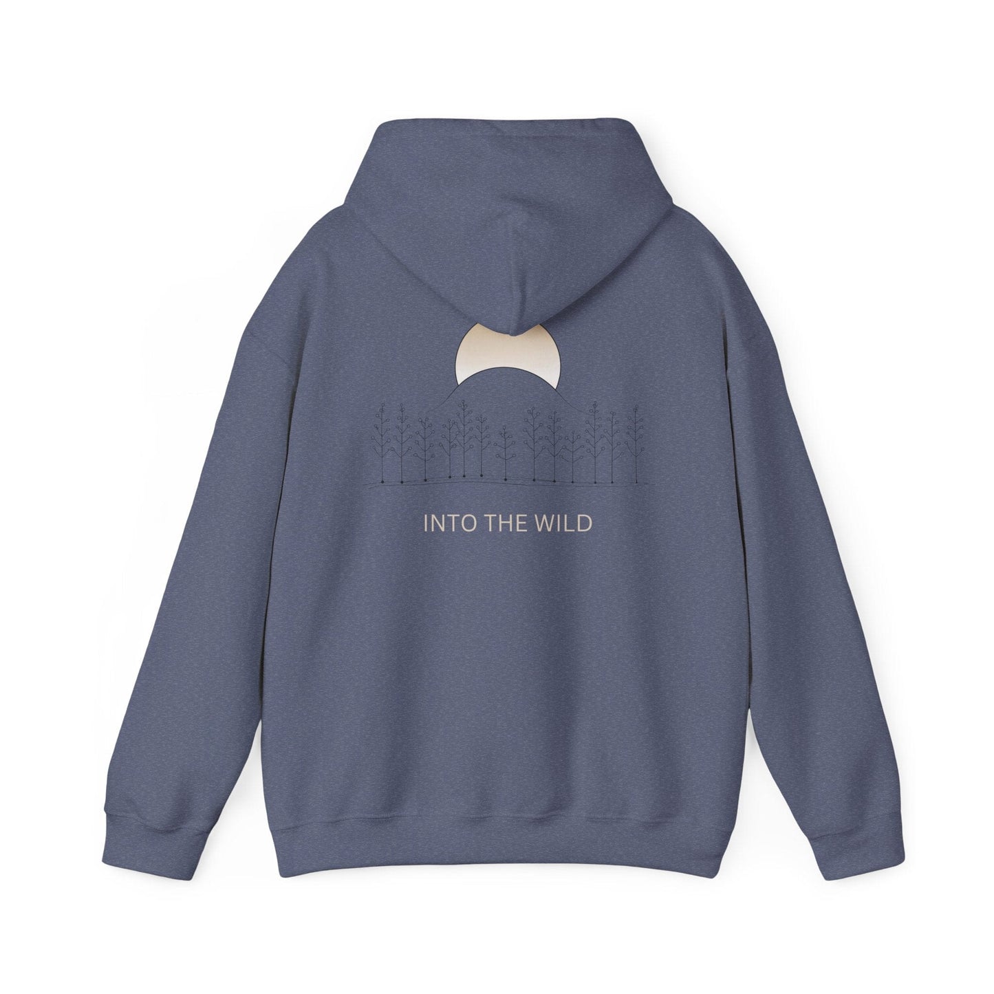 Heather Navy | Into The Wild Hoodie, back design view