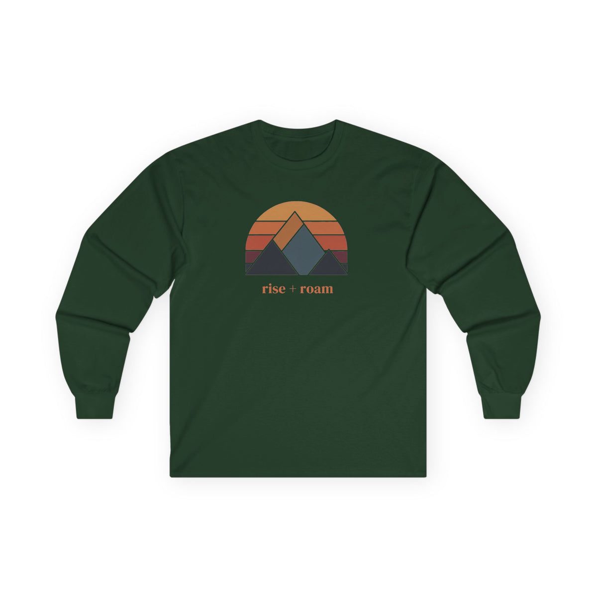 Forest Green | Rise + Roam Long Sleeve Tee, front view