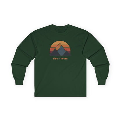 Forest Green | Rise + Roam Long Sleeve Tee, front view