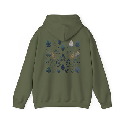 Military Green | Botanical Harmony Hoodie, back design view