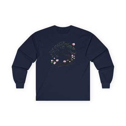 Navy | Unfolding Grace Long Sleeve Tee, front view