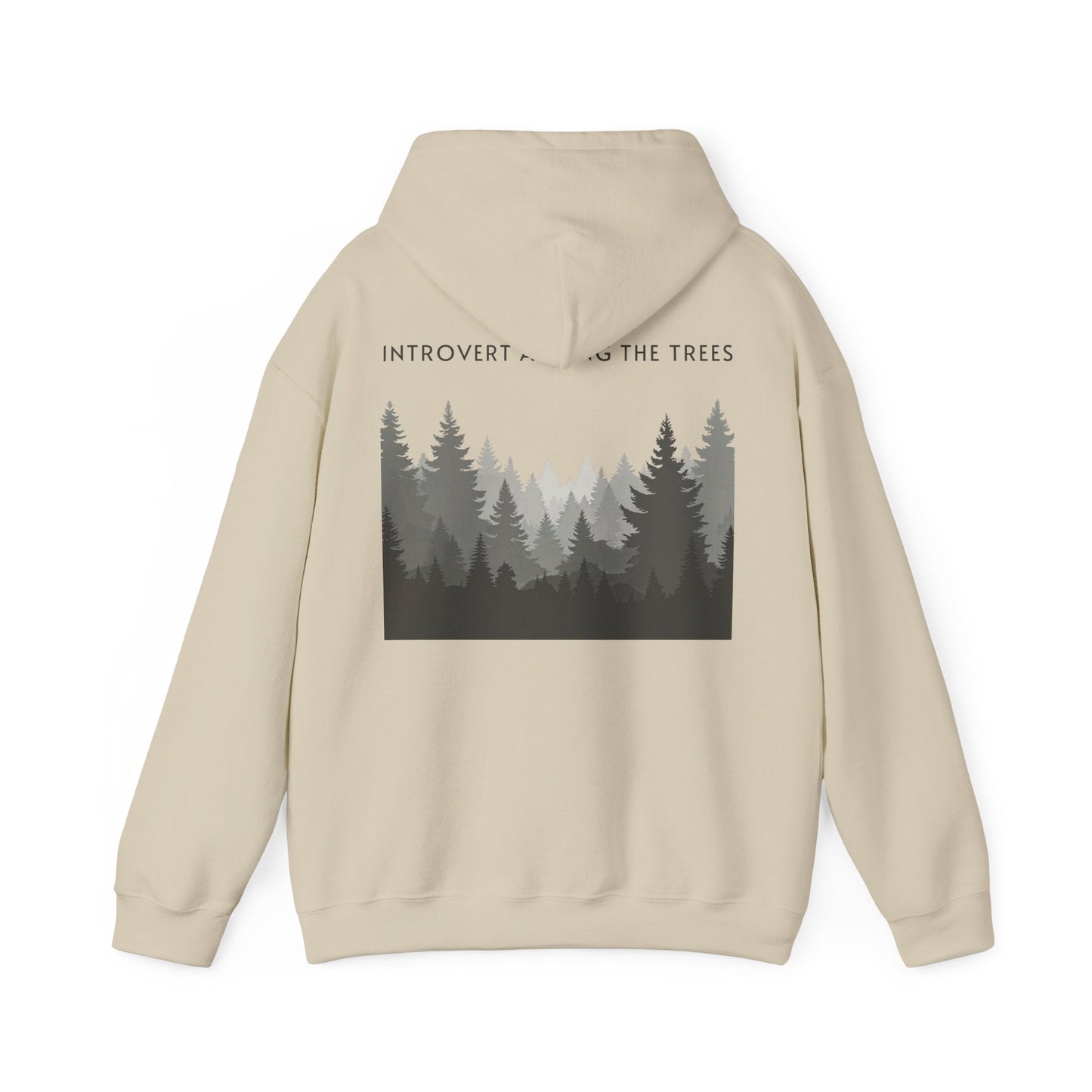 Sand | Introvert Among the Trees Hoodie, back design view