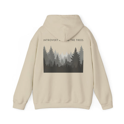 Sand | Introvert Among the Trees Hoodie, back design view