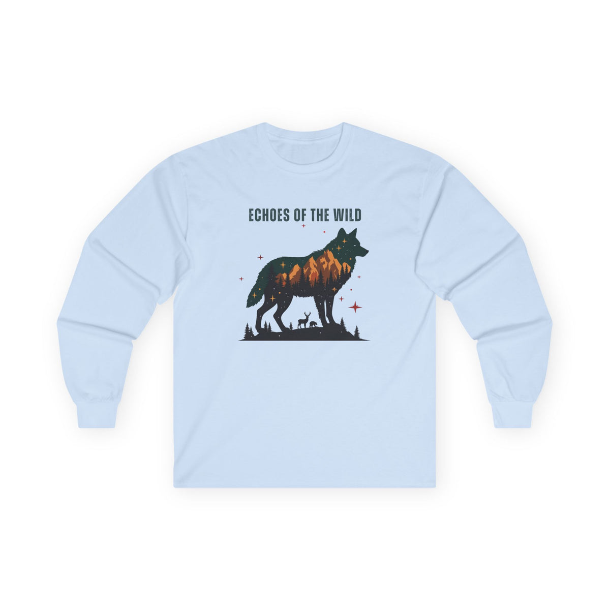 Light Blue | Echoes of the Wild Long Sleeve Tee, front view