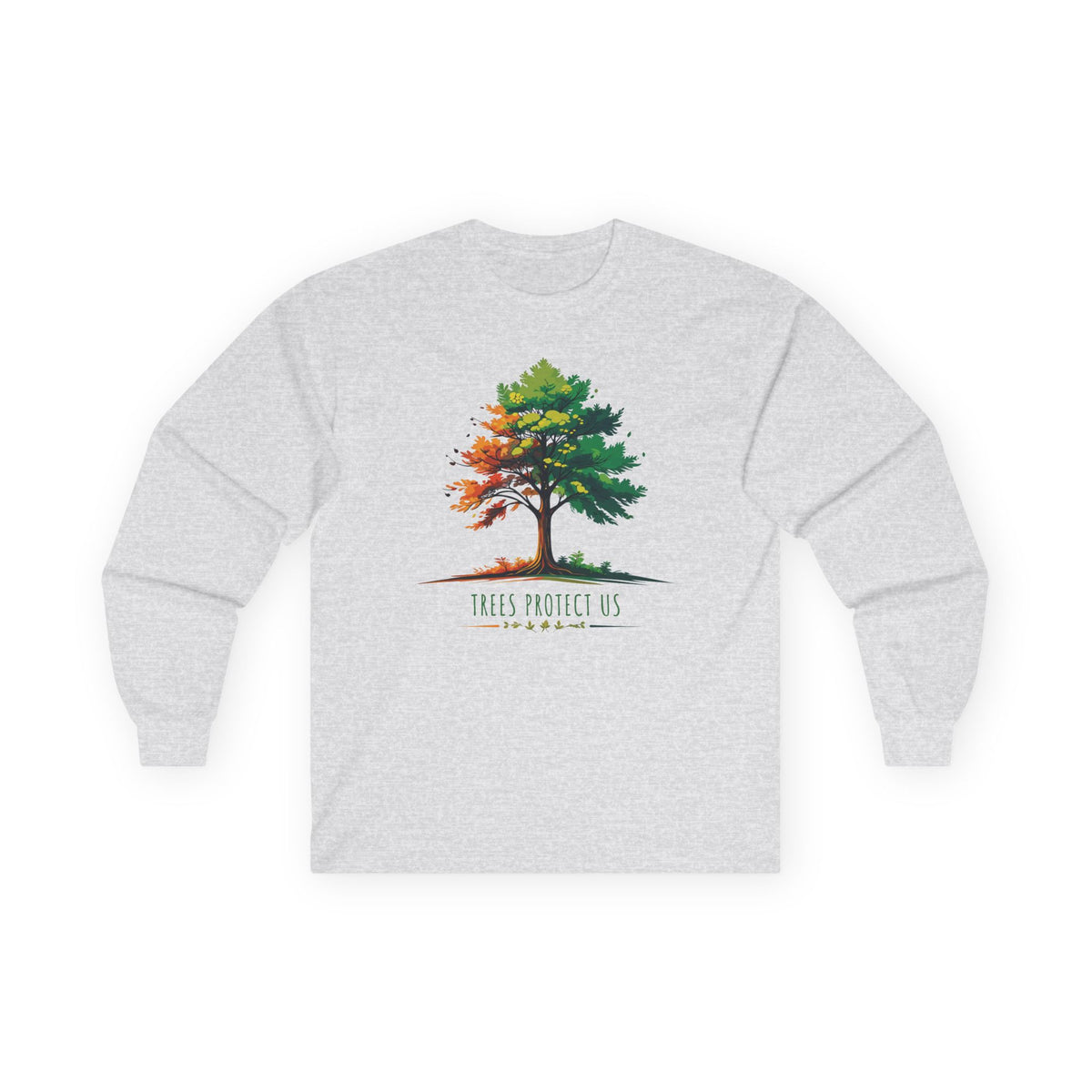 Ash | Trees Protect Us Long Sleeve Tee, front view