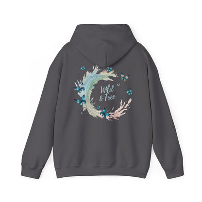 Charcoal | Wild & Free Hoodie, back design view