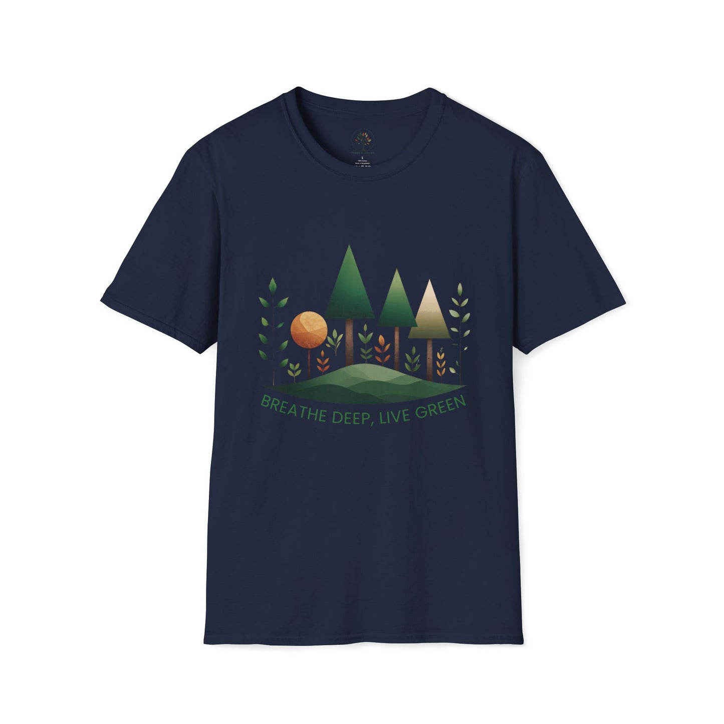 Navy | Breathe Deep, Live Green, front view