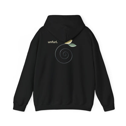 Black | Unfurl Hoodie, back design view
