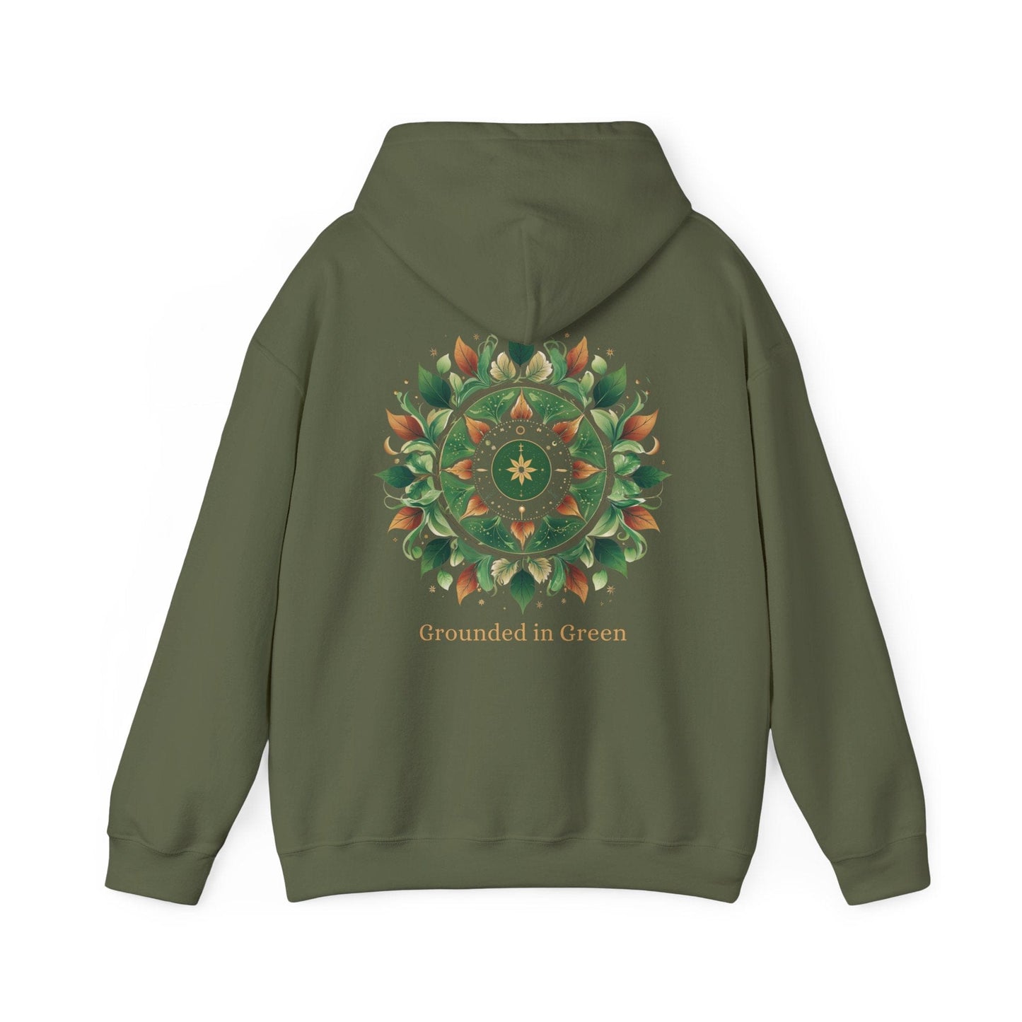 Military Green | Grounded in Green Hoodie, back design view