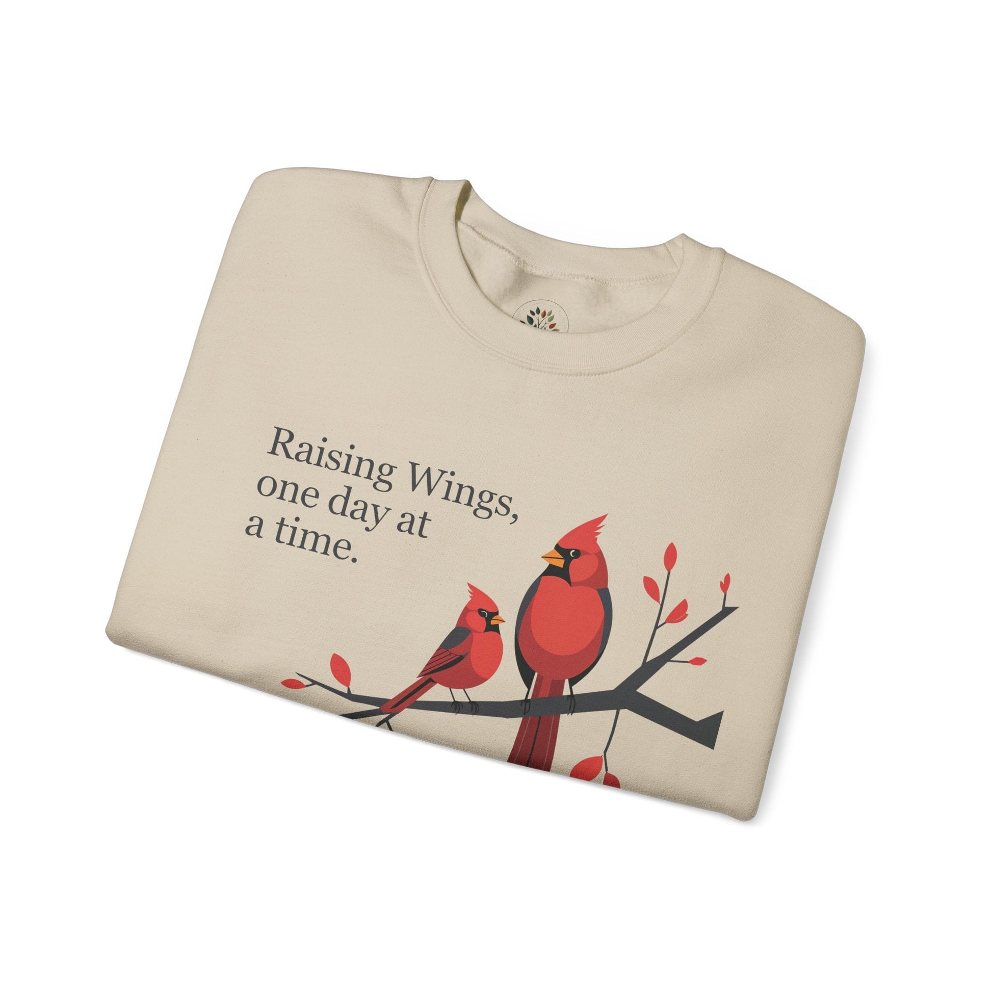 Sand | Raising Wings, One day at a time Sweatshirt, folded view