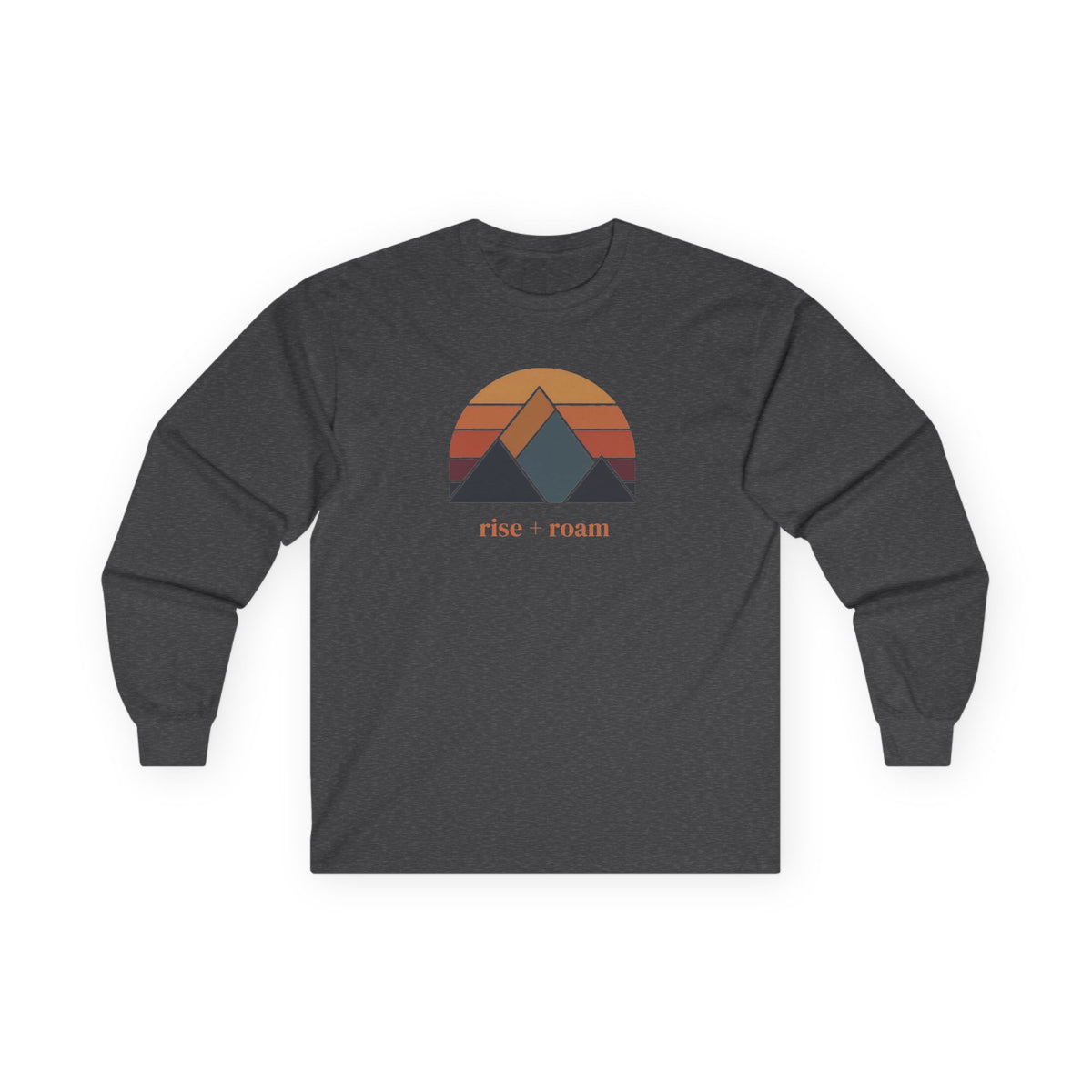 Dark Heather | Rise + Roam Long Sleeve Tee, front view