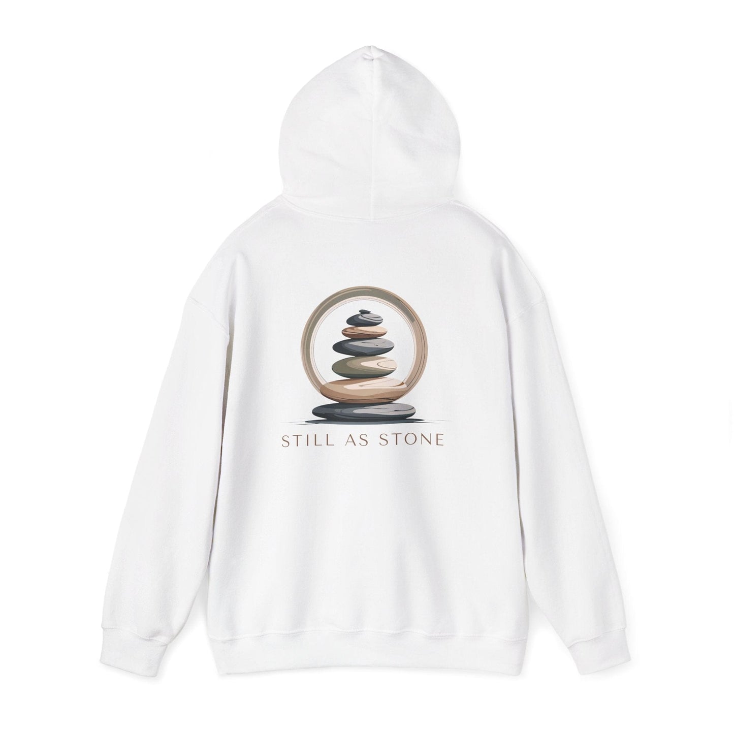 White | Still as Stone Hoodie, back view 2