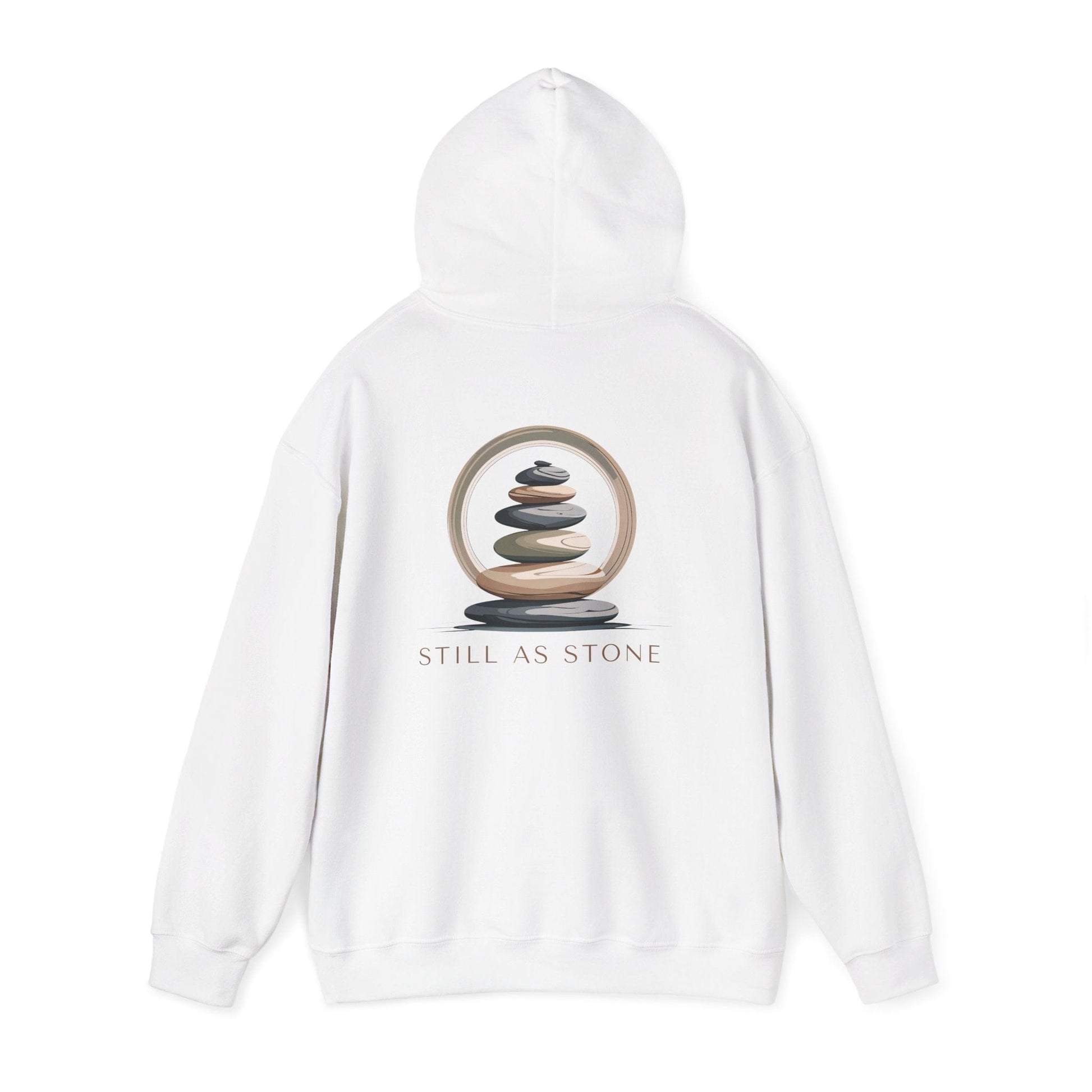 White | Still as Stone Hoodie, back view 2