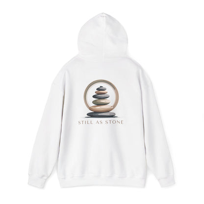 White | Still as Stone Hoodie, back view 2