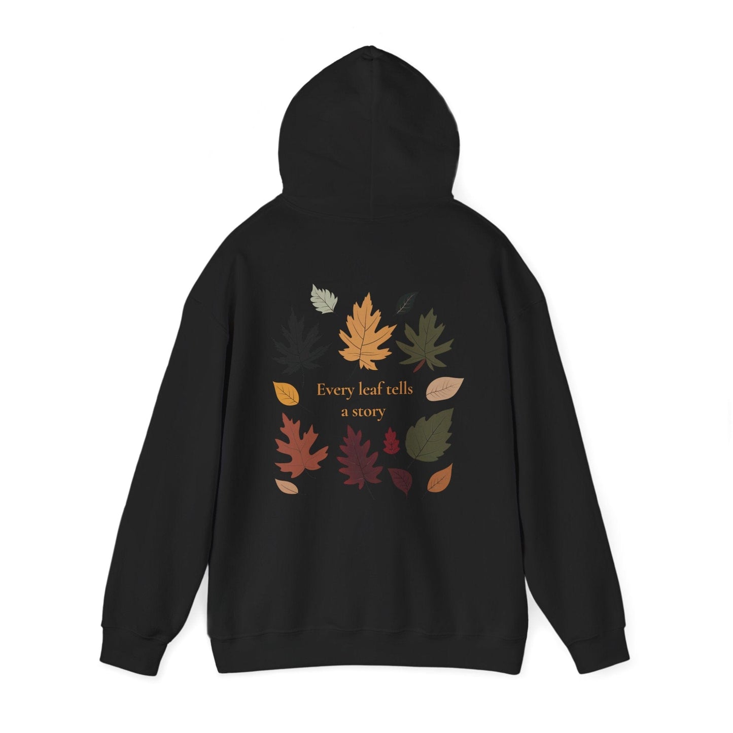 Black | Every Leaf tells a STORY Hoodie, back view 2