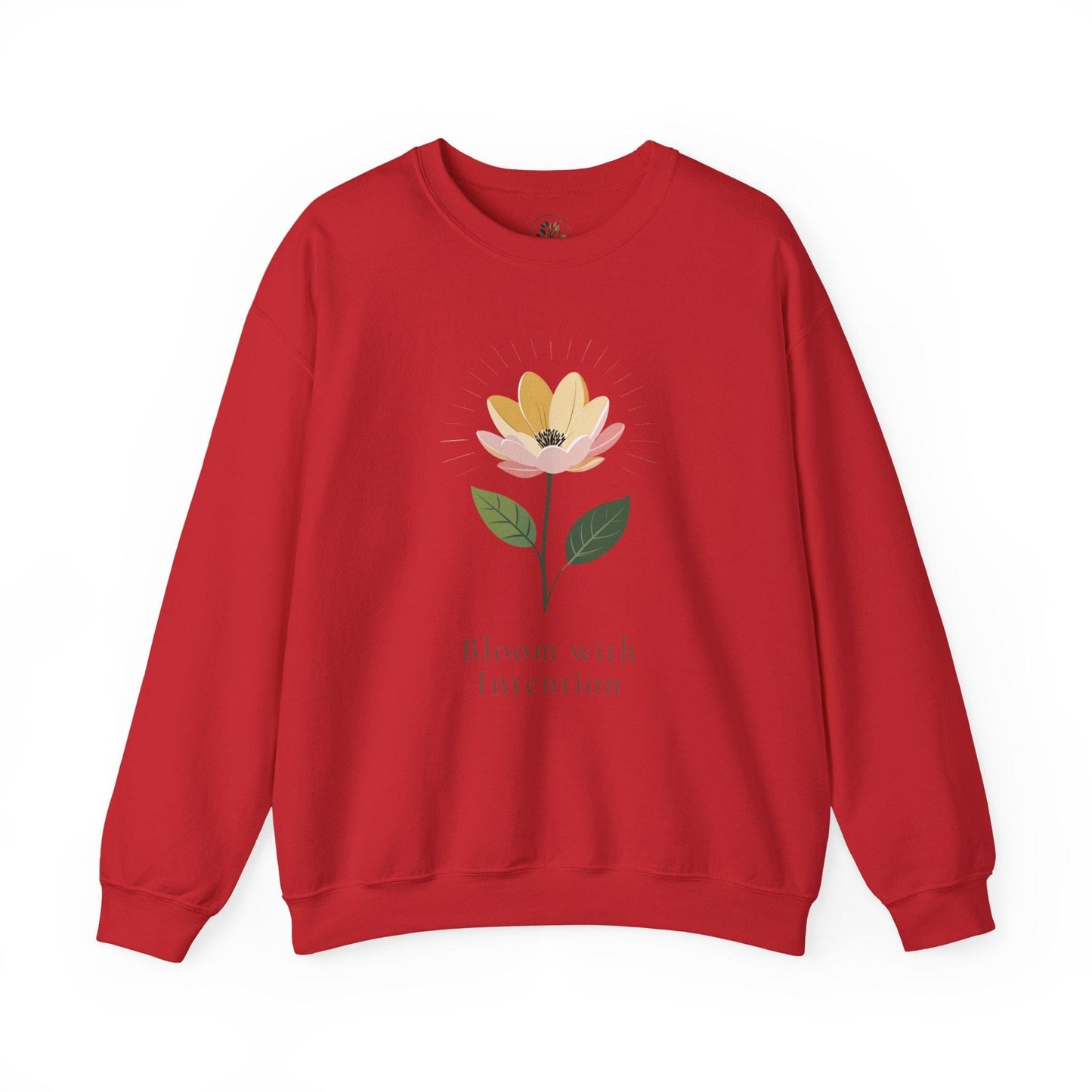 Red | Bloom with intention Sweatshirt, front view