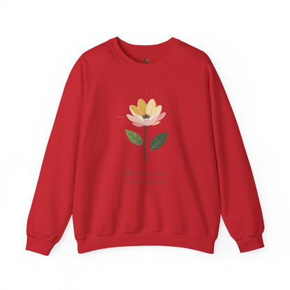 Red | Bloom with intention Sweatshirt, front view