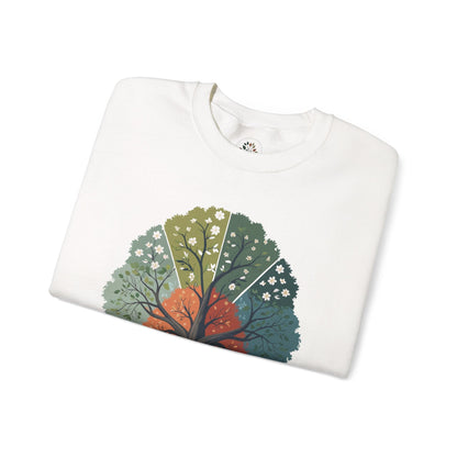 White | Circle of Seasons Sweatshirt, folded view