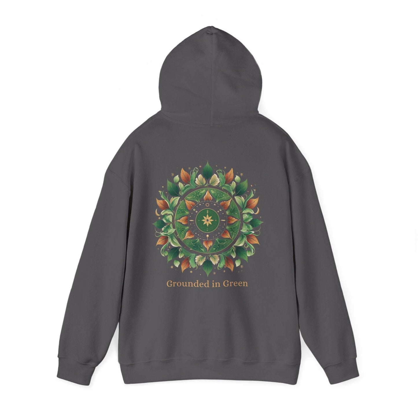 Charcoal | Grounded in Green Hoodie, back view 2