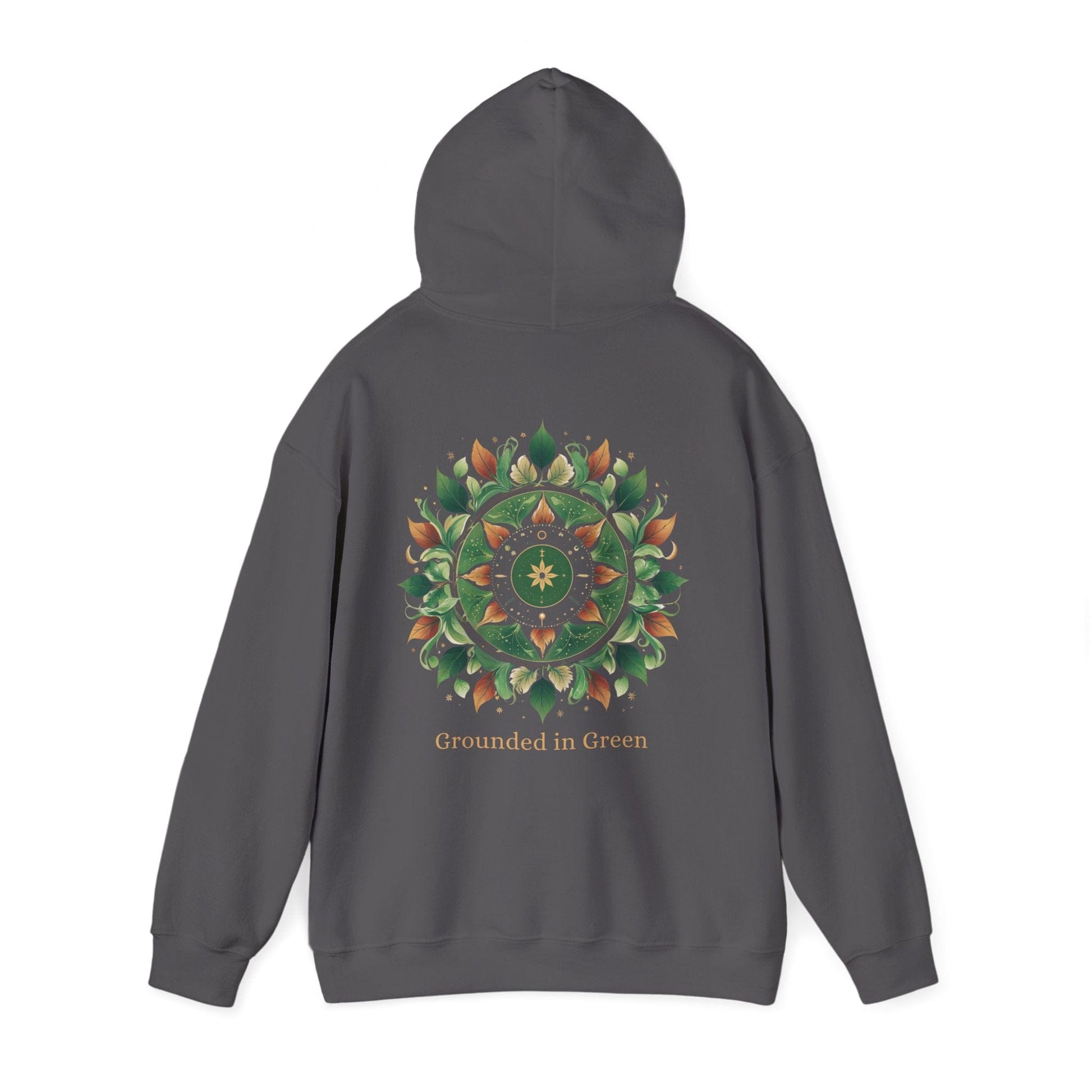 Charcoal | Grounded in Green Hoodie, back view 2