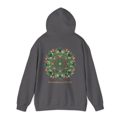 Charcoal | Grounded in Green Hoodie, back view 2