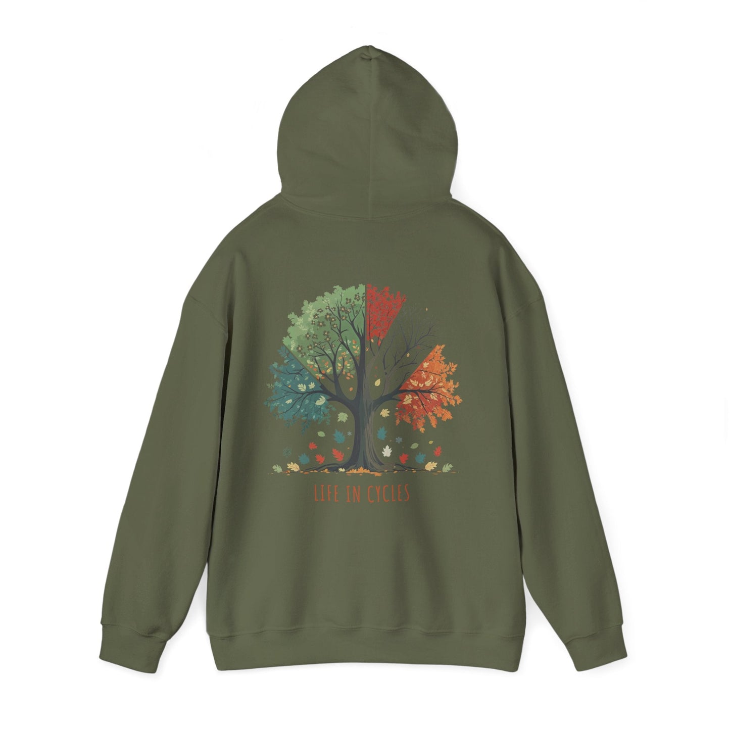 Military Green | Life in Cycles Hoodie, back view 2