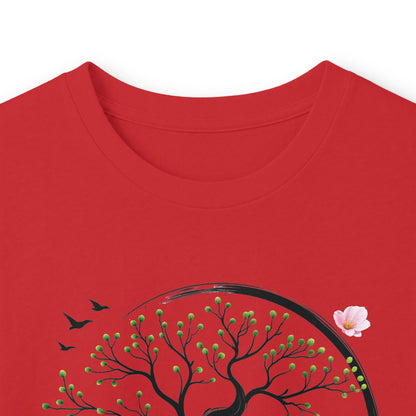 Red | Unfolding Grace Long Sleeve Tee, folded view