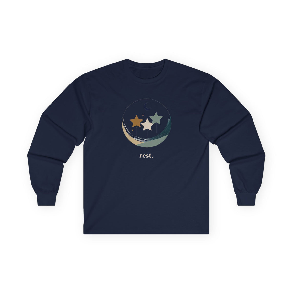 Navy | Rest Long Sleeve Tee, front view