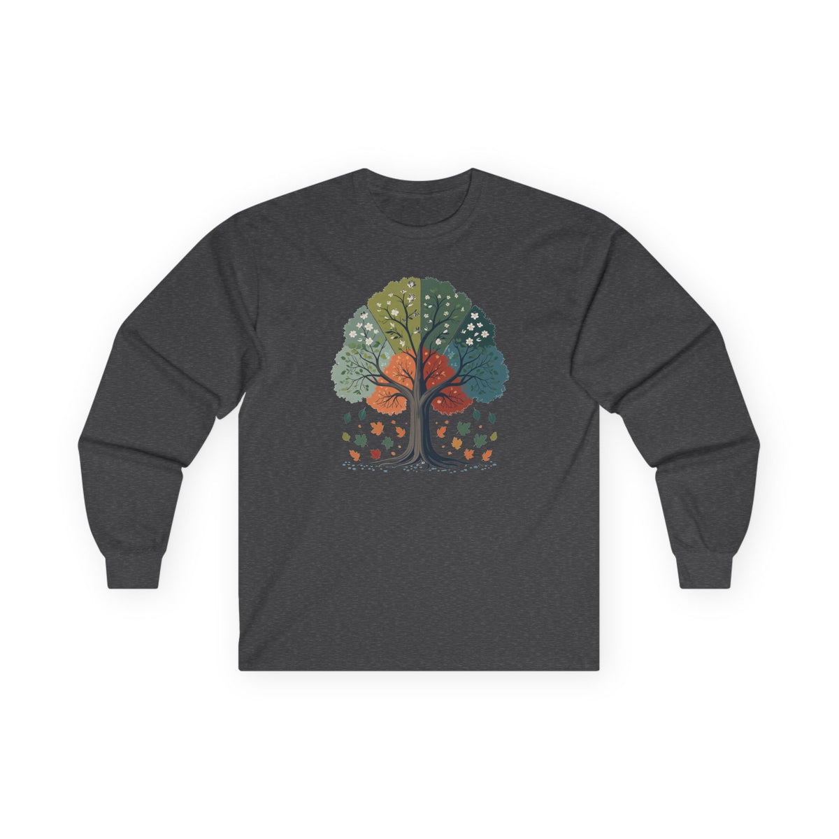 Dark Heather | Circle of Season Long Sleeve Tee, front view