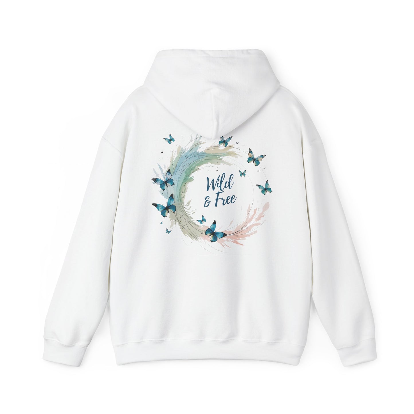 White | Wild & Free Hoodie, back design view
