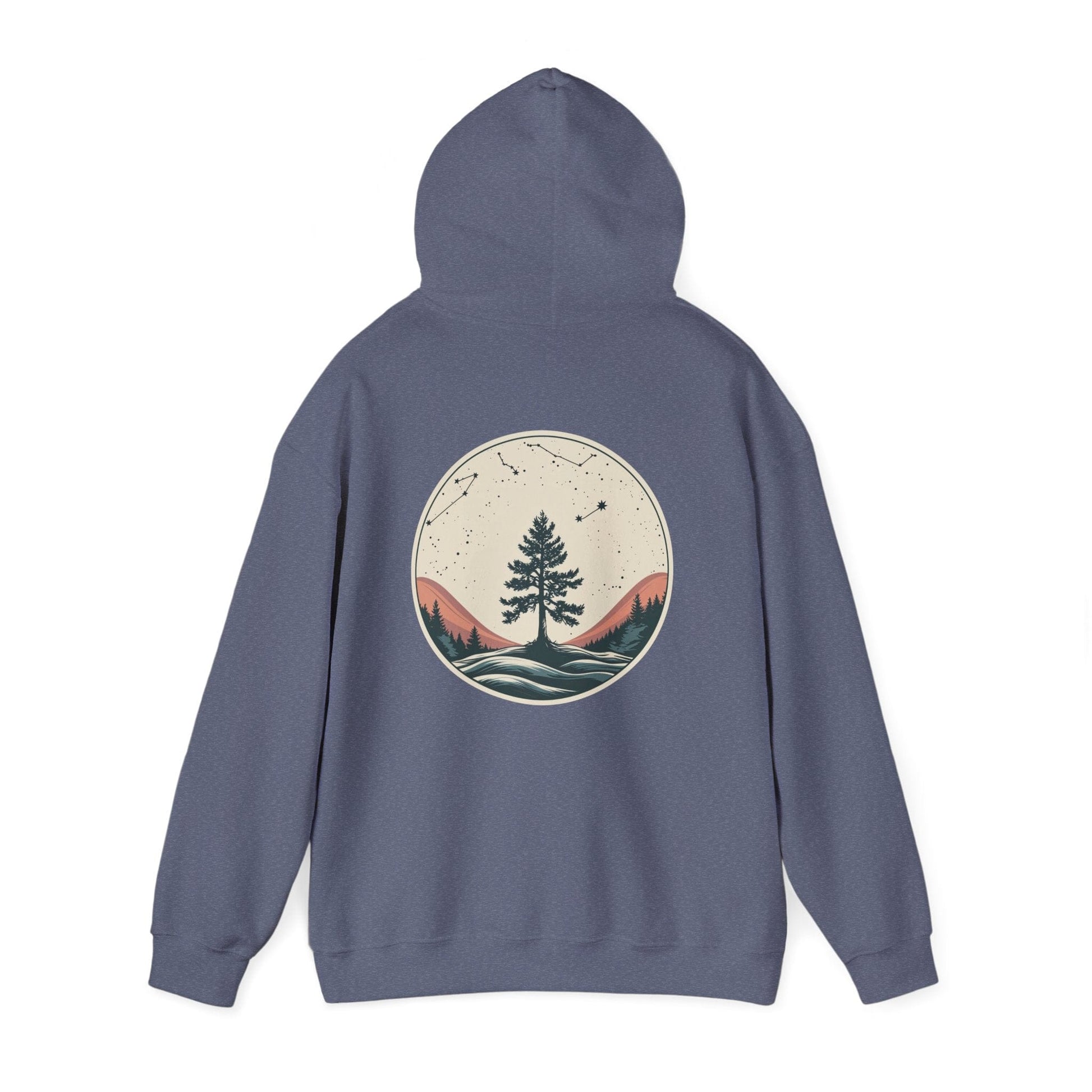 Heather Navy | Rooted in Stars Hoodie, back view 2