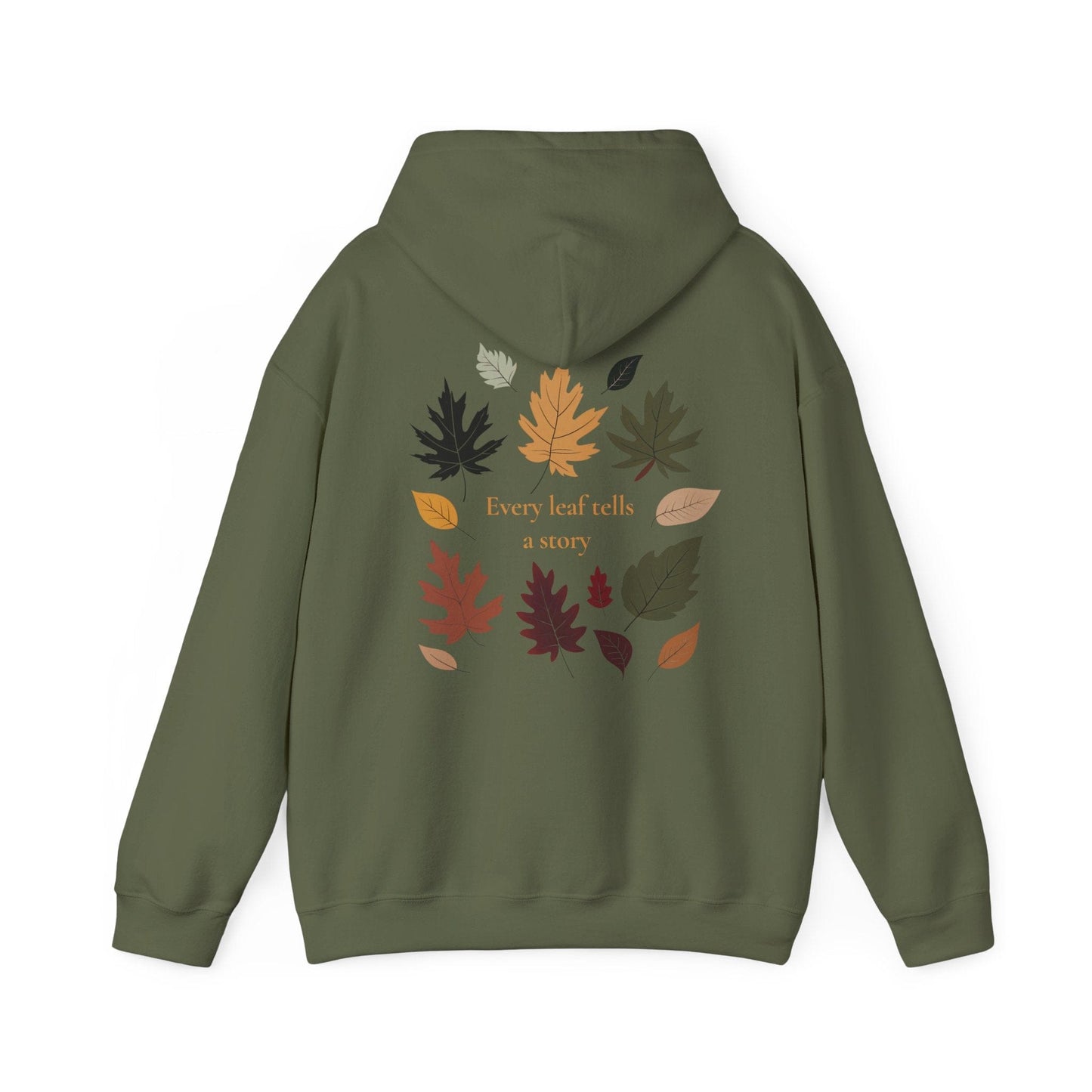 Military Green | Every Leaf tells a STORY Hoodie, back design view