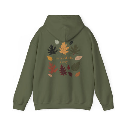 Military Green | Every Leaf tells a STORY Hoodie, back design view