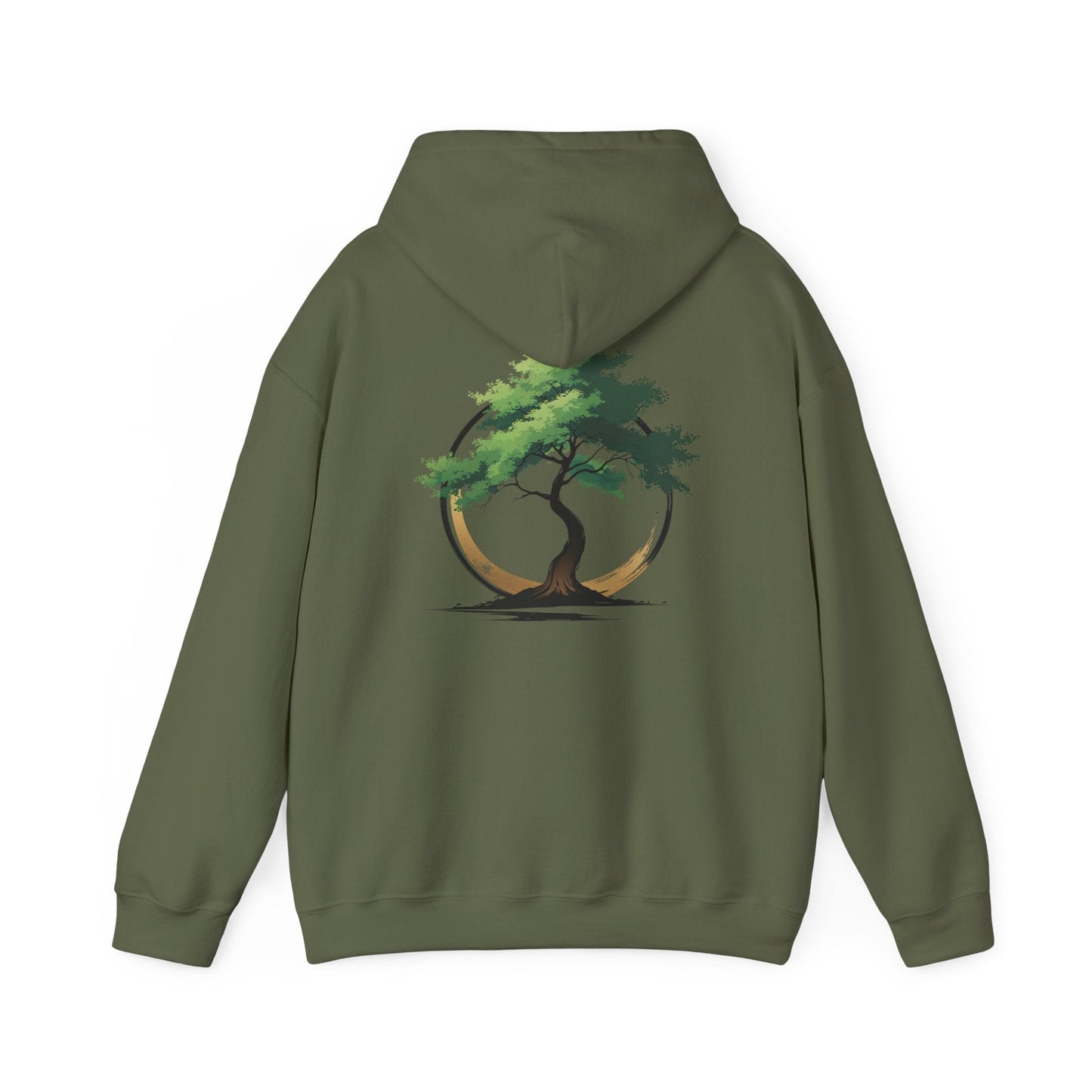 Military Green | The Zen Tree Hoodie, back design view