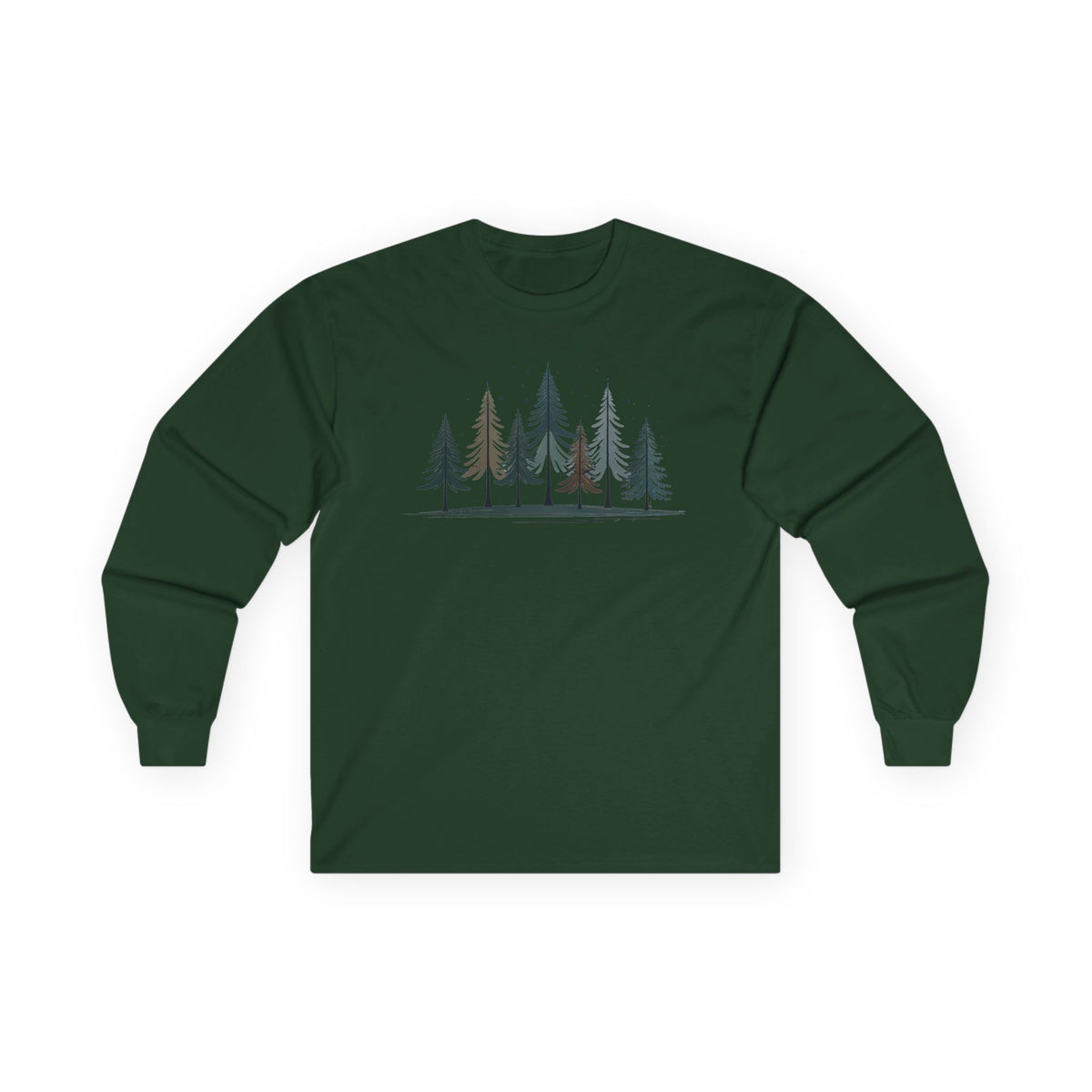 Forest Green | Silent Pines Long Sleeve Tee, front view