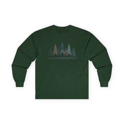 Forest Green | Silent Pines Long Sleeve Tee, front view