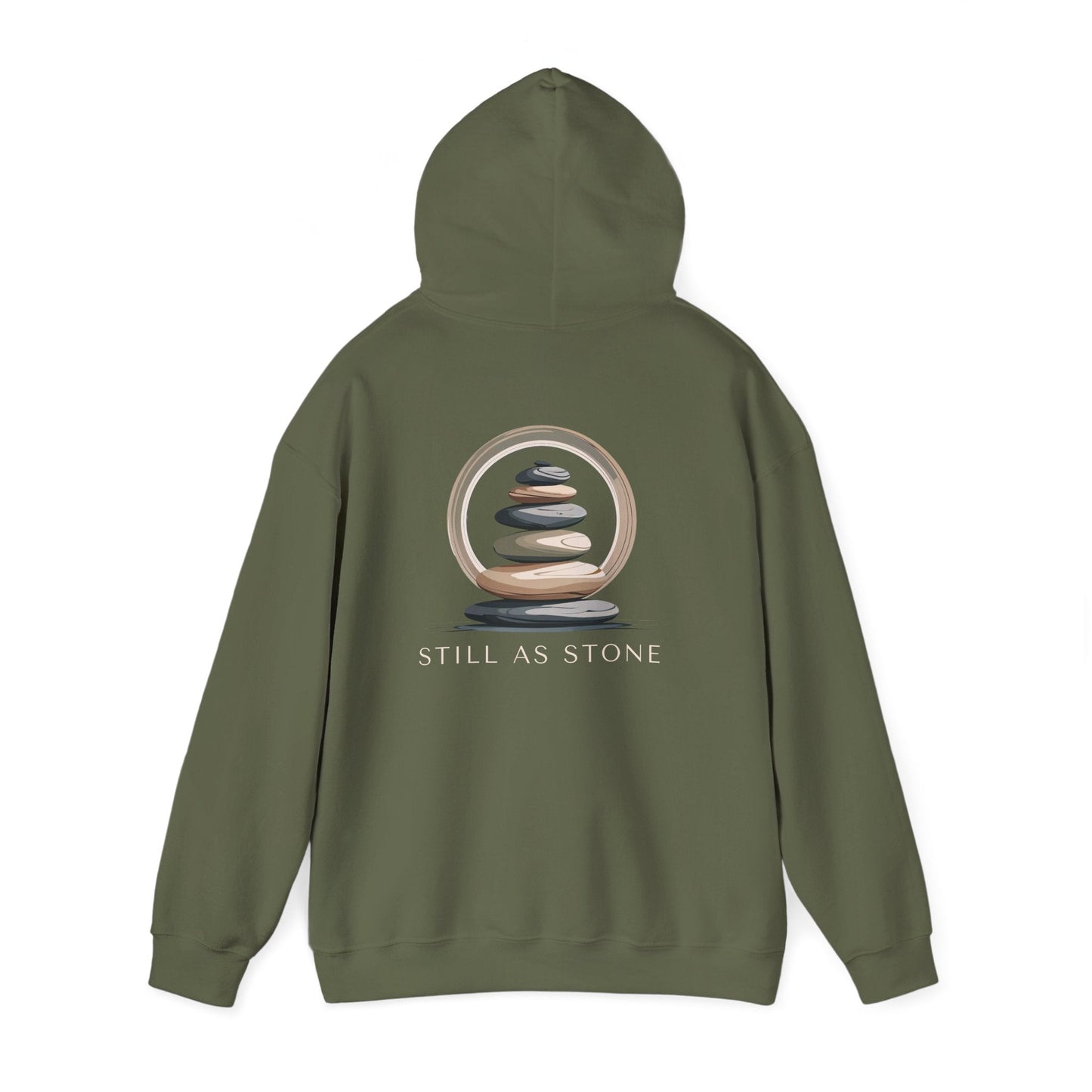 Military Green | Still as Stone Hoodie, back view 2