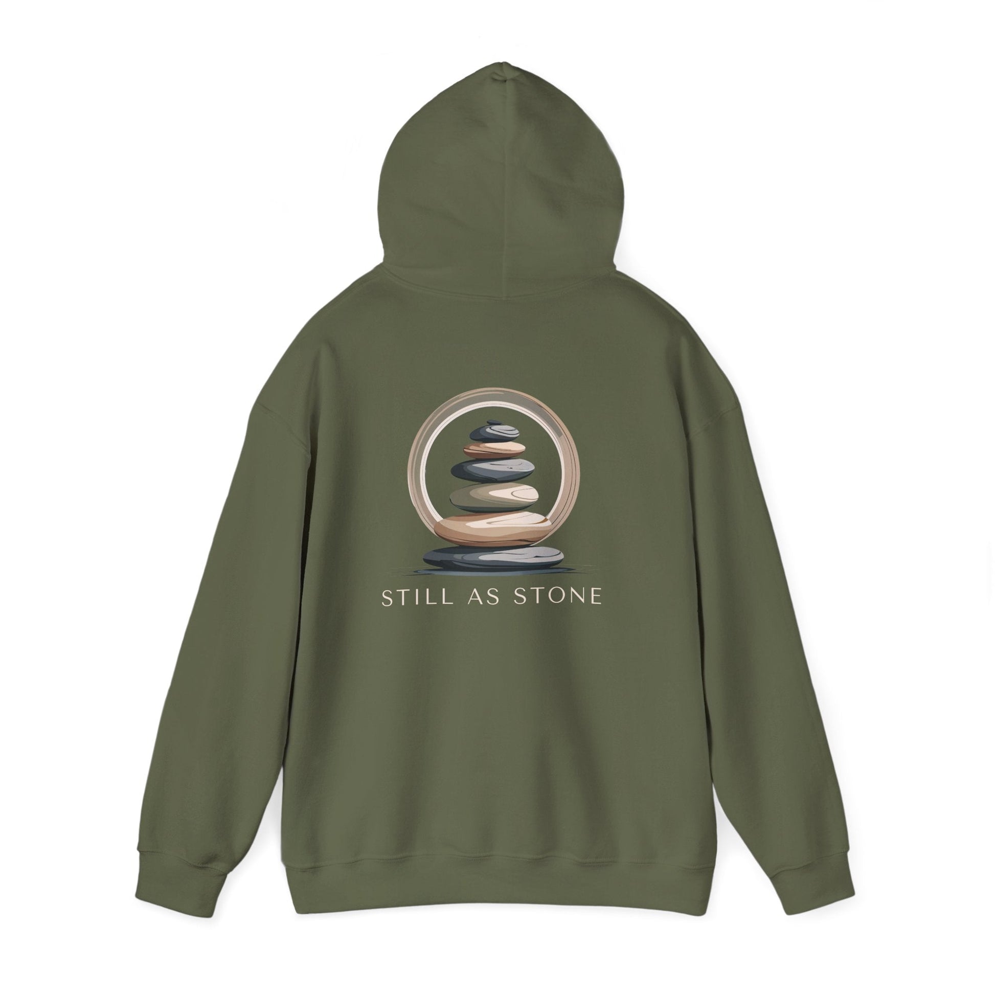 Military Green | Still as Stone Hoodie, back view 2